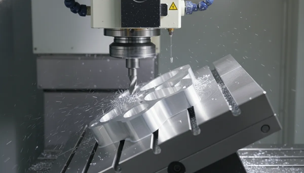 3+2 CNC machining in action on an aluminum part — Cennetic CNC factory Dongguan
