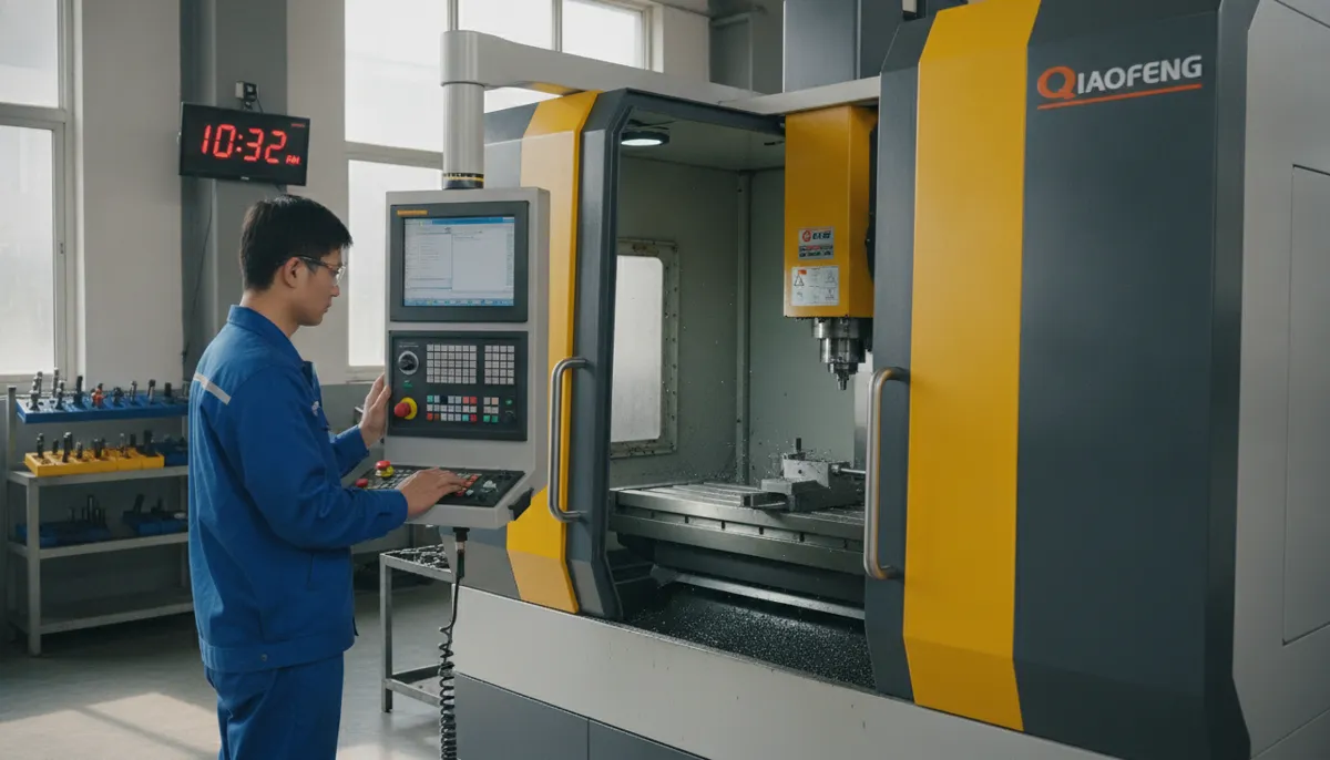CNC operator adjusting cutter compensation offset on CENNETIC control