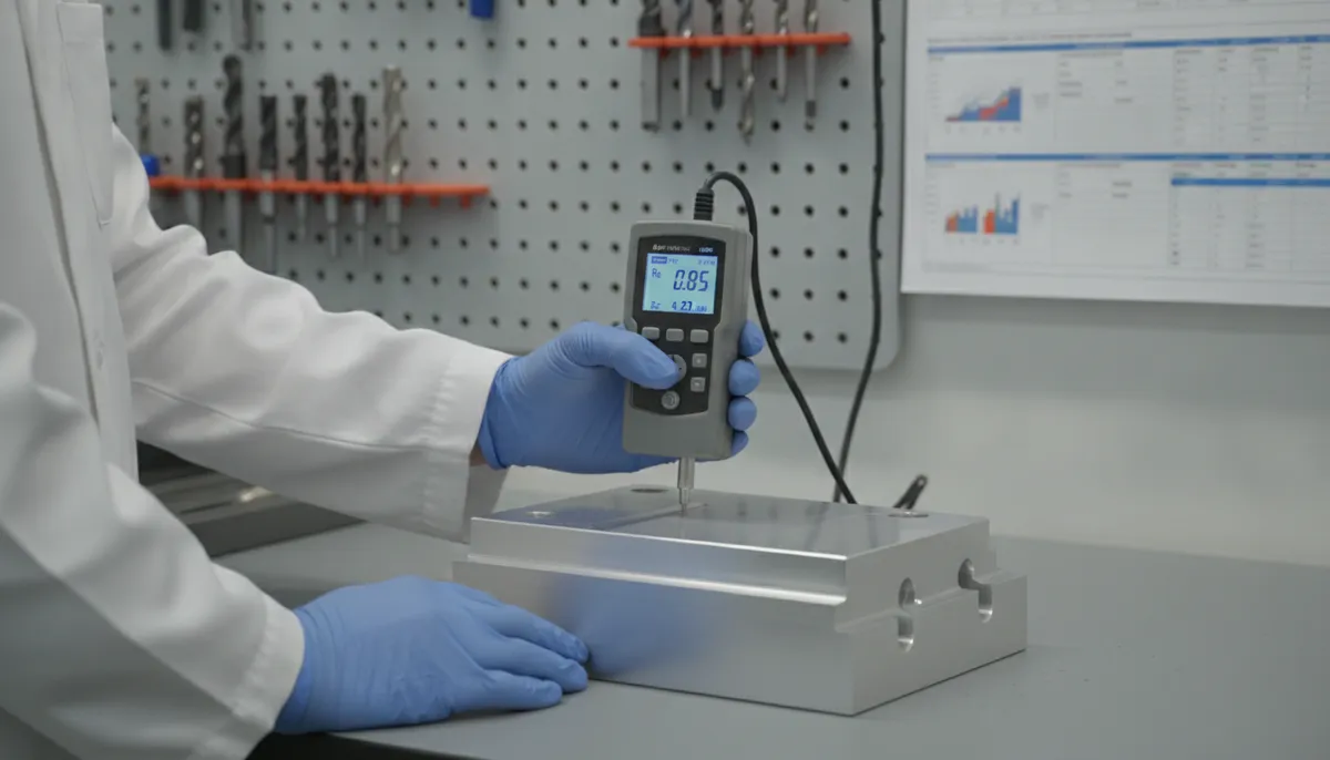 Cennetic CNC surface roughness measurement report with profilometer trace and Ra Rz values