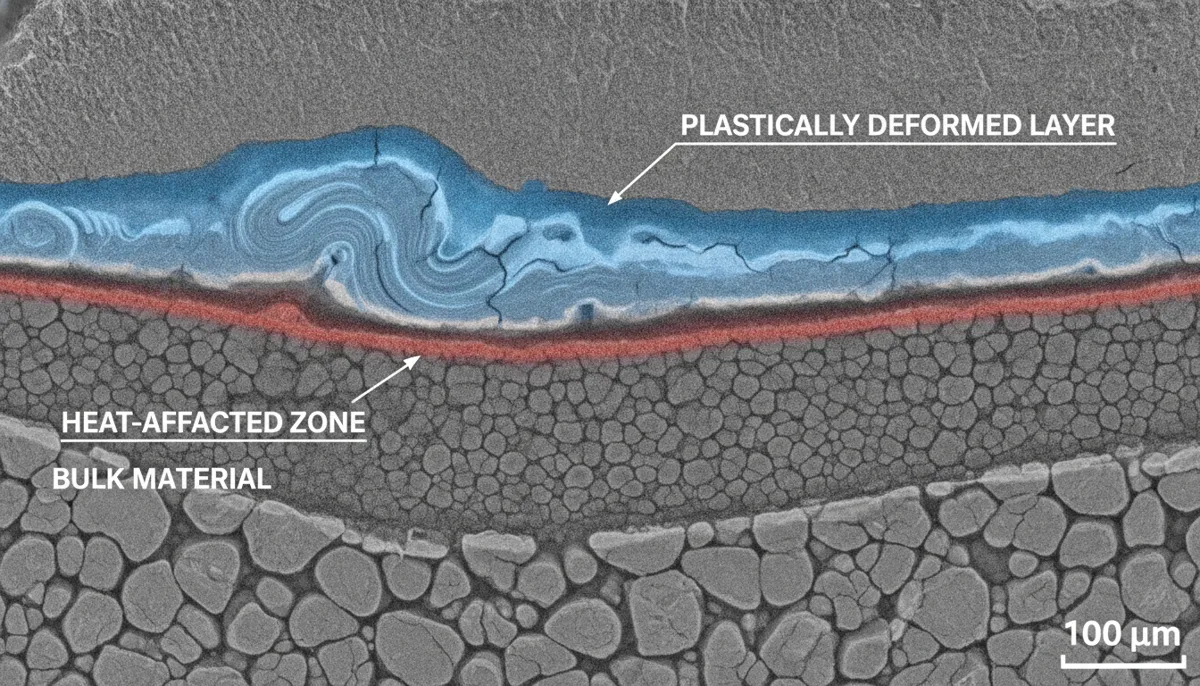 CNC surface integrity subsurface damage layer cross-section
