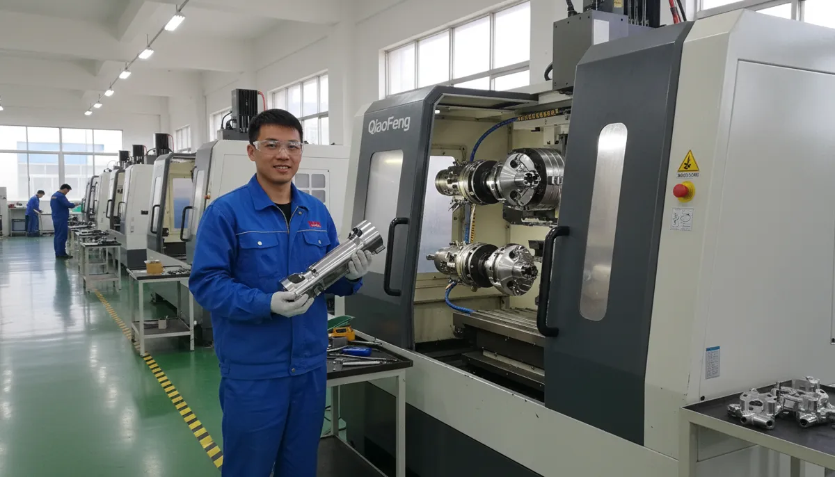 Cennetic multi-spindle CNC machine operator monitoring production